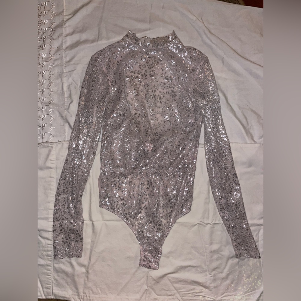Metallic Long Sleeve lace bodysuit